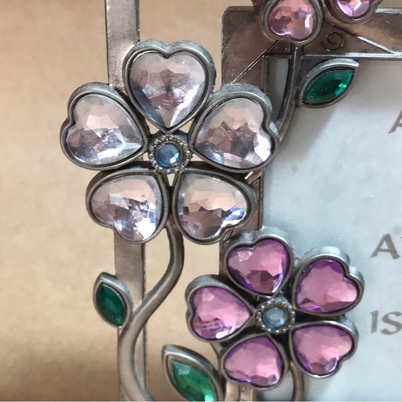 Silver-Tone Metal Frame with Colored Glass Floral Motif - Picture 6 of 12